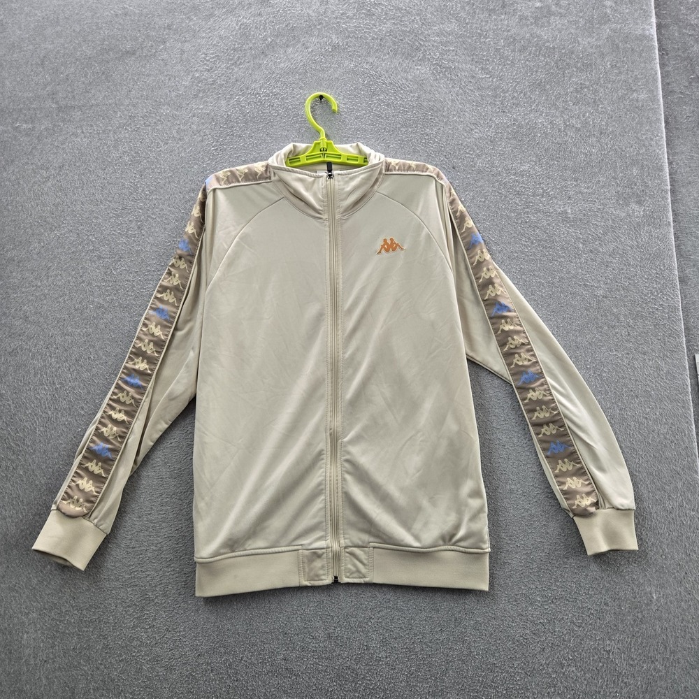 Kappa Men Jacket L Beige Graphic Logo Tape Track Long Sleeve